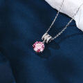 wholesale 925 Sterling Silver Elegant Silver Necklace With Moissanite Accents And Pink Gemstone Pendant-0-4