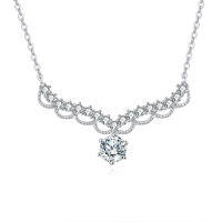wholesale 925 Sterling Silver **elegant Moissanite Necklace With Sophisticated Central Stone Design**-