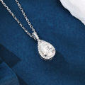 wholesale 925 Sterling Silver Teardrop Moissanite Halo Pendant Necklace In Platinum-plated Sterling Silver-0-4