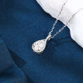 wholesale 925 Sterling Silver Teardrop Moissanite Halo Pendant Necklace In Platinum-plated Sterling Silver-0-3