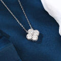 wholesale 925 Sterling Silver Elegant Moissanite Flower Pendant Necklace In Sterling Silver Chain-0-4