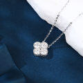 wholesale 925 Sterling Silver Elegant Moissanite Flower Pendant Necklace In Sterling Silver Chain-0-3