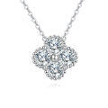 wholesale 925 Sterling Silver Elegant Moissanite Flower Pendant Necklace In Sterling Silver Chain-0-0
