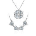 wholesale 925 Sterling Silver Elegant Plated with White Gold Four-leaf Clover Moissanite Necklace-0-0