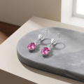 wholesale 925 Sterling Silver Pink Oval Drop Earrings-0-1