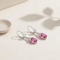 wholesale 925 Sterling Silver Pink Oval Drop Earrings-0-2