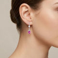 wholesale 925 Sterling Silver Pink Oval Drop Earrings-0-3