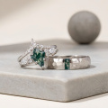 wholesale 925 Sterling Silver Green Gemstone And Crystal Eternity Ring Set-0-2