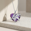 wholesale 925 Sterling Silver I Love You Mom Purple Crystal Heart Angel Wings Pendant Necklace-0-1