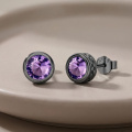 wholesale 925 Sterling Silver Amethyst Stud Earrings-0-2