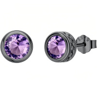 wholesale 925 Sterling Silver Amethyst Stud Earrings-A06 June Birthstone-A06 June Birthstone