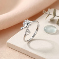 wholesale 925 Sterling Silver Dinosaur Open Adjustable Ring White Gold Plated Engraved Love You Forever-0-3