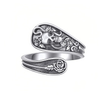 wholesale 925 Sterling Silver Skull Rose Rings Wholesale With Intricate Details-2-skull rose