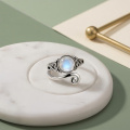 wholesale 925 Sterling Silver Rainbow Moonstone Elegant Ring With Intricate Swirl Design-0-2