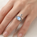wholesale 925 Sterling Silver Rainbow Moonstone Elegant Ring With Intricate Swirl Design-0-3
