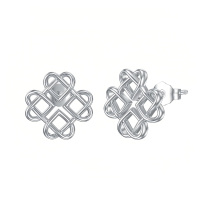 wholesale 925 Sterling Silver White Gold Plated Celtic Knot Stud Earrings For Women-Celtic Style-2