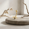 wholesale 14k Gold Bee Dangle Belly Bar With Cz-0-1