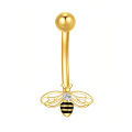 wholesale 14k Gold Bee Dangle Belly Bar With Cz-0-0