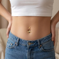 wholesale 14k Gold Bee Dangle Belly Bar With Cz-0-3