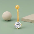 wholesale 14k Gold Belly Button Ring Prong Set Round Zircon Navel Piercing Jewelry-0-1