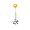 wholesale 14k Gold Belly Button Ring Prong Set Round Zircon Navel Piercing Jewelry-0-0