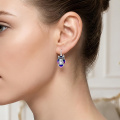 wholesale 925 Sterling Silver Owl Drop Earrings Platinum Plated Blue Purple Enamel Women Jewelry-0-3