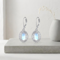 wholesale 925 Sterling Silver Drop Earrings Vintage Lever Back Oval Zircon Platinum Plated-0-2