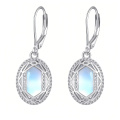 wholesale 925 Sterling Silver Drop Earrings Vintage Lever Back Oval Zircon Platinum Plated-0-0