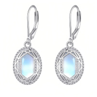 wholesale 925 Sterling Silver Drop Earrings Vintage Lever Back Oval Zircon Platinum Plated-sliver