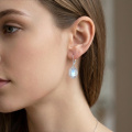 wholesale 925 Sterling Silver Drop Earrings Vintage Lever Back Oval Zircon Platinum Plated-0-3