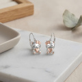 wholesale 925 Sterling Silver Cute Cat Heart Bow Drop Earrings Rose Gold Plated-0-2