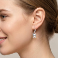 wholesale 925 Sterling Silver Cute Cat Heart Bow Drop Earrings Rose Gold Plated-0-3