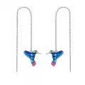 wholesale 925 Sterling Silver Enamel Hummingbird Drop Earrings in Sterling  with Chain Design-0-0