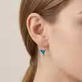 wholesale 925 Sterling Silver Enamel Hummingbird Drop Earrings in Sterling  with Chain Design-0-3