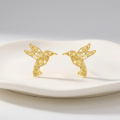 wholesale 14k Gold Hummingbird Swirl Openwork Stud Earrings For Women-0-1