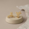 wholesale 14k Gold Hummingbird Swirl Openwork Stud Earrings For Women-0-2