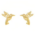 wholesale 14k Gold Hummingbird Swirl Openwork Stud Earrings For Women-0-0