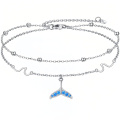 wholesale 925 Sterling Silver Ocean-themed Anklets Wholesale With Blue Accents-0-0