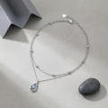 wholesale 925 Sterling Silver Rose Gold Hummingbird Abalone Shell Teardrop Pendant Double Layer Anklet-0-1