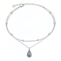 wholesale 925 Sterling Silver Rose Gold Hummingbird Abalone Shell Teardrop Pendant Double Layer Anklet-0-0