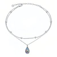 wholesale 925 Sterling Silver Rose Gold Hummingbird Abalone Shell Teardrop Pendant Double Layer Anklet-Abalone Hummingbird Anklet