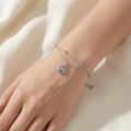 wholesale 925 Sterling Silver Rose Gold Hummingbird Abalone Shell Teardrop Pendant Double Layer Anklet-0-3