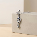 wholesale 925 Sterling Silver Oxidized Snake Coiled Dagger Evil Eye Blue Stone Pendant Necklace-0-1