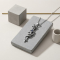 wholesale 925 Sterling Silver Oxidized Snake Coiled Dagger Evil Eye Blue Stone Pendant Necklace-0-2
