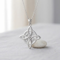 wholesale 925 Sterling Silver Celtic Knot Cross Pendant Necklace White Gold Plated For Women-0-2