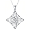 wholesale 925 Sterling Silver Celtic Knot Cross Pendant Necklace White Gold Plated For Women-0-0