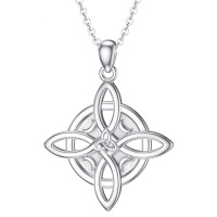 wholesale 925 Sterling Silver Celtic Knot Cross Pendant Necklace White Gold Plated For Women-Witches Knot2