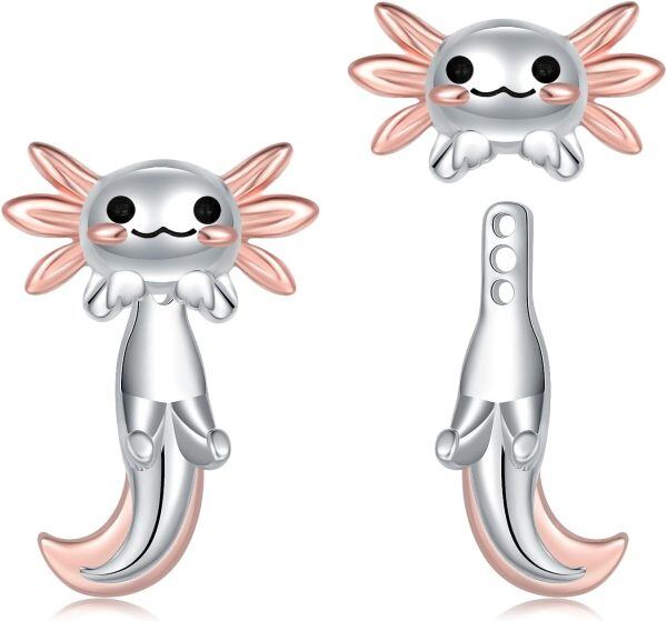 Sterling Silver Axolotl Ear Jackets Earrings-0