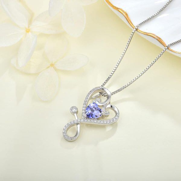 Sterling Silver Heart Stethoscope Pendant Necklace-4