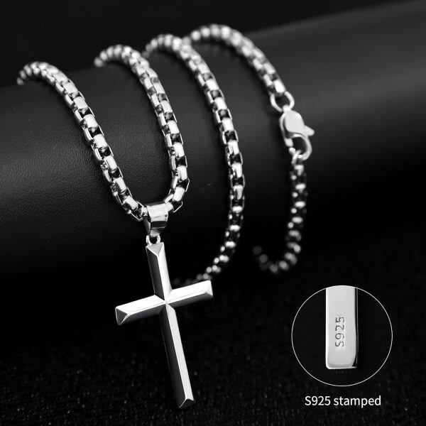 Cross Necklace 925 Sterling Silver Cross Pendant Necklace Cross Jewelry Gifts for Women-3